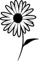 daisy - svart och vit isolerat ikon - vektor illustration