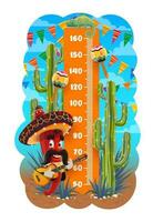 barn höjd Diagram, mexikansk mariachi peppar, gitarr vektor