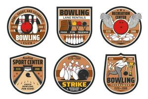 Bowling Gasse, Kegel Boden Sport Center Symbole vektor