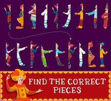 Hälfte Stücke Kinder Spiel mit Karikatur Zirkus Clowns vektor
