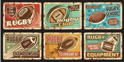 Rugby Verein, Schule oder Turnier rostig Metall Teller vektor
