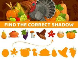 finden richtig Schatten, das Erntedankfest Herbst Kinder Spiel vektor
