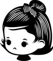 bebis flicka - svart och vit isolerat ikon - vektor illustration