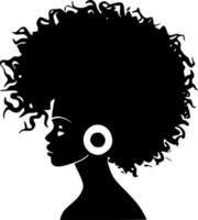 afro - svart och vit isolerat ikon - vektor illustration