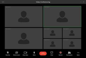 Videoanruf Schnittstelle, online Konferenz Bildschirm vektor