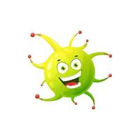 tecknad serie virus cell vektor ikon, bakterie eller bakterie