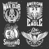 T-Shirt druckt mit Adler und Waffe Vektor Maskottchen