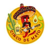 cinco de mayo vektor ikon. mariachi chili peppar