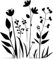 vår blommor, svart och vit vektor illustration