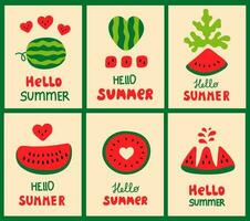 Hallo Sommer- Wassermelone Beschriftung einstellen vektor