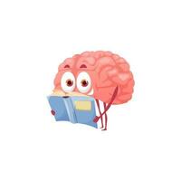 Clever Karikatur Gehirn lesen Buch, mental Gesundheit vektor