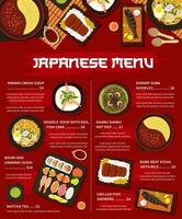 japansk kök vektor japan måltider tecknad serie meny