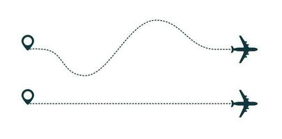 flygplan silhuett ikon med prickad linje väg. vektor