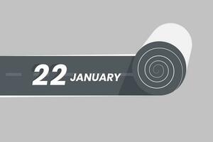 januari 22 kalender ikon rullande inuti de väg. 22 januari datum månad ikon vektor illustratör.