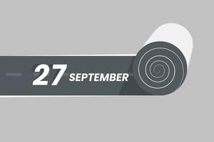 september 27 kalender ikon rullande inuti de väg. 27 september datum månad ikon vektor illustratör.