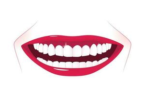 weiblich gesund Zähne mit breit glänzend lächeln. vektor