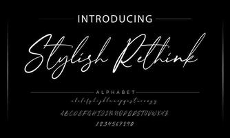 Hand gezeichnet kalligraphisch Vektor Monoline Schriftart. Not Unterschrift Briefe. modern Skript Kalligraphie Typ. ABC Typografie Latein Unterschrift Alphabet.