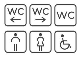 uppsättning av toalett ikoner - Inaktiverad, spädbarn, män, kvinnor. vektor