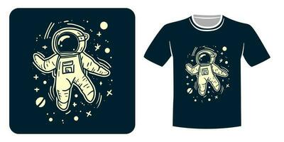 astronaut flytande i Plats för t-shirt design vektor