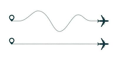 Flugzeug Silhouette Symbol mit gepunktet Linie Weg. vektor