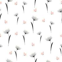 nahtlos Muster mit Blumen und Rosa Schmetterling vektor
