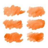 orange vattenfärg dekorativ borsta stroke uppsättning bakgrund vektor