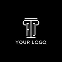 ro Monogramm Initiale Logo mit Säule gestalten Symbol Design vektor