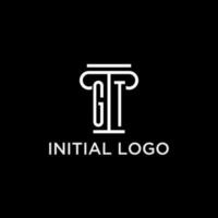 gt Monogramm Initiale Logo mit Säule gestalten Symbol Design vektor