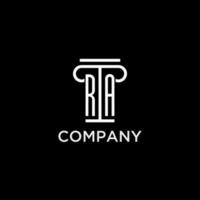 ra Monogramm Initiale Logo mit Säule gestalten Symbol Design vektor