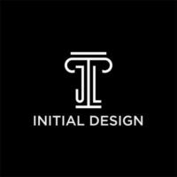 jl monogram första logotyp med pelare form ikon design vektor