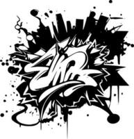 graffiti - svart och vit isolerat ikon - vektor illustration