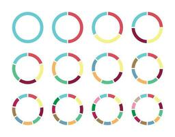 cirkel ikoner för infografik. färgrik diagram samling med sektioner och steg vektor