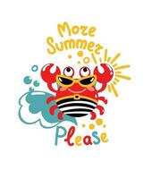 komisch Krabbe im gestreift Schwimmen Stämme genießt entspannend auf das Strand. Sommer- Illustration. Vektor. vektor
