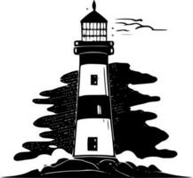 Leuchtturm, schwarz und Weiß Vektor Illustration