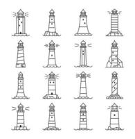 Leuchtturm und Leuchtfeuer Gebäude Gliederung Symbole vektor