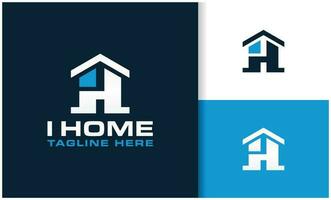 kreativ echt Nachlass Logo Design, Zuhause bleiben, Wohnung mit das Initialen h und ich vektor