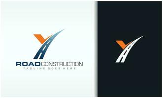 Brief y mit Straße Logo singen das kreativ Design Konzept zum Autobahn Instandhaltung und Konstruktion vektor