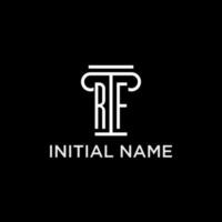 rf Monogramm Initiale Logo mit Säule gestalten Symbol Design vektor