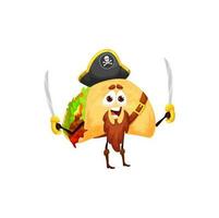 tecknad serie mexikansk tacos pirat personlighet, corsair vektor