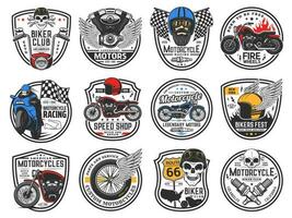 Motorrad und Biker Verein Vektor Symbole