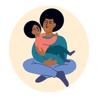 Afroamerikaner Vater umarmt Sohn. Vatertagskonzept. Cartoon-Vektor-Illustration. vektor