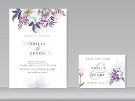 bröllop inbjudningskort set vackra blommiga akvarell vektor