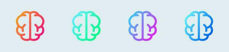 hjärna linje ikon i lutning färger. sinne tecken vektor illustration.