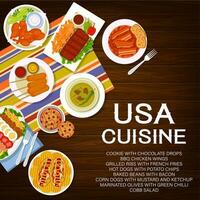 amerikanisch Essen Restaurant Mahlzeiten Speisekarte Vektor Startseite