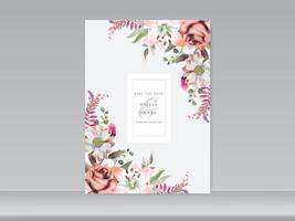 Hochzeitseinladungskarte elegantes Blumenmuster vektor