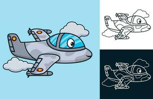komisch Kämpfer Jet. Vektor Karikatur Illustration im eben Symbol Stil
