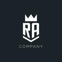 ra Logo mit Schild und Krone, Initiale Monogramm Logo Design vektor