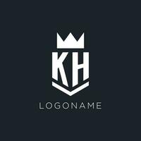 kh Logo mit Schild und Krone, Initiale Monogramm Logo Design vektor