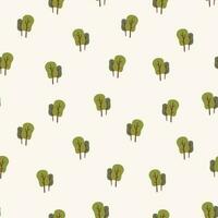 Vektor Illustration von Gekritzel nahtlos Muster. Karikatur Bäume mit ein üppig Krone. Hintergrund Dekoration