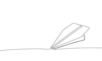 papper plan som ett linje kontinuerlig. linje konst flyga papper plan översikt vektor illustration.
